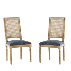 French Country Dining Chair With Rectangular Cane Backrest And Smooth Upholstered Seating - Best Buy Furniture
