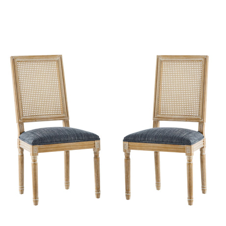 French Country Dining Chair With Rectangular Cane Backrest And Smooth Upholstered Seating - Best Buy Furniture