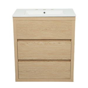 Double Sinks Bathroom Vanity Set With 2 Ceramic Basins