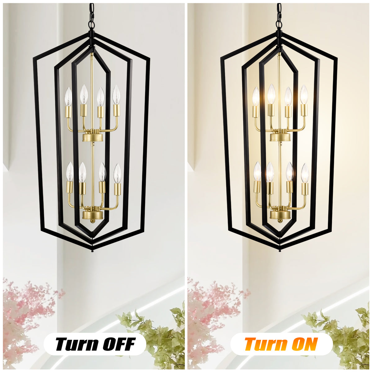 8-Light Lantern Tired Farmhouse Ceiling Hanging Light