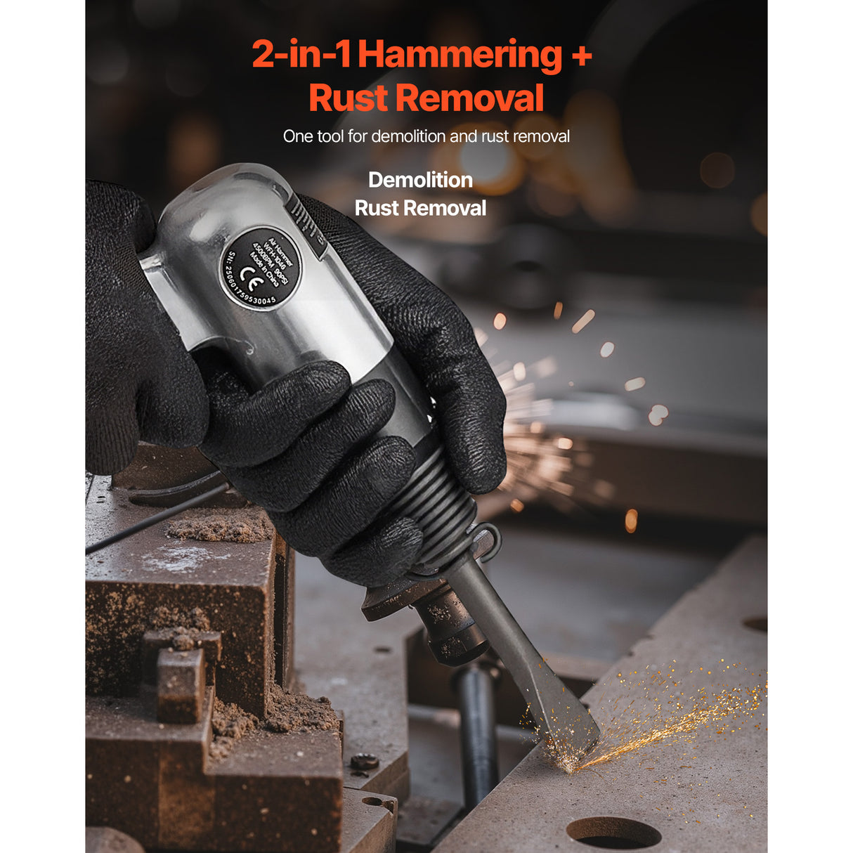 Air Hammer 4500BPM Pneumatic Hammer with Air Needle Scaler & 4 Chisels