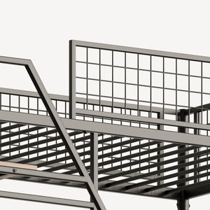 Metal Loft Bed With Built - In Charging Station And LED Light