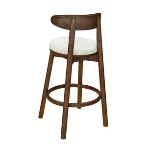 Round Cushion Bar Stools (Walnut + Beige)