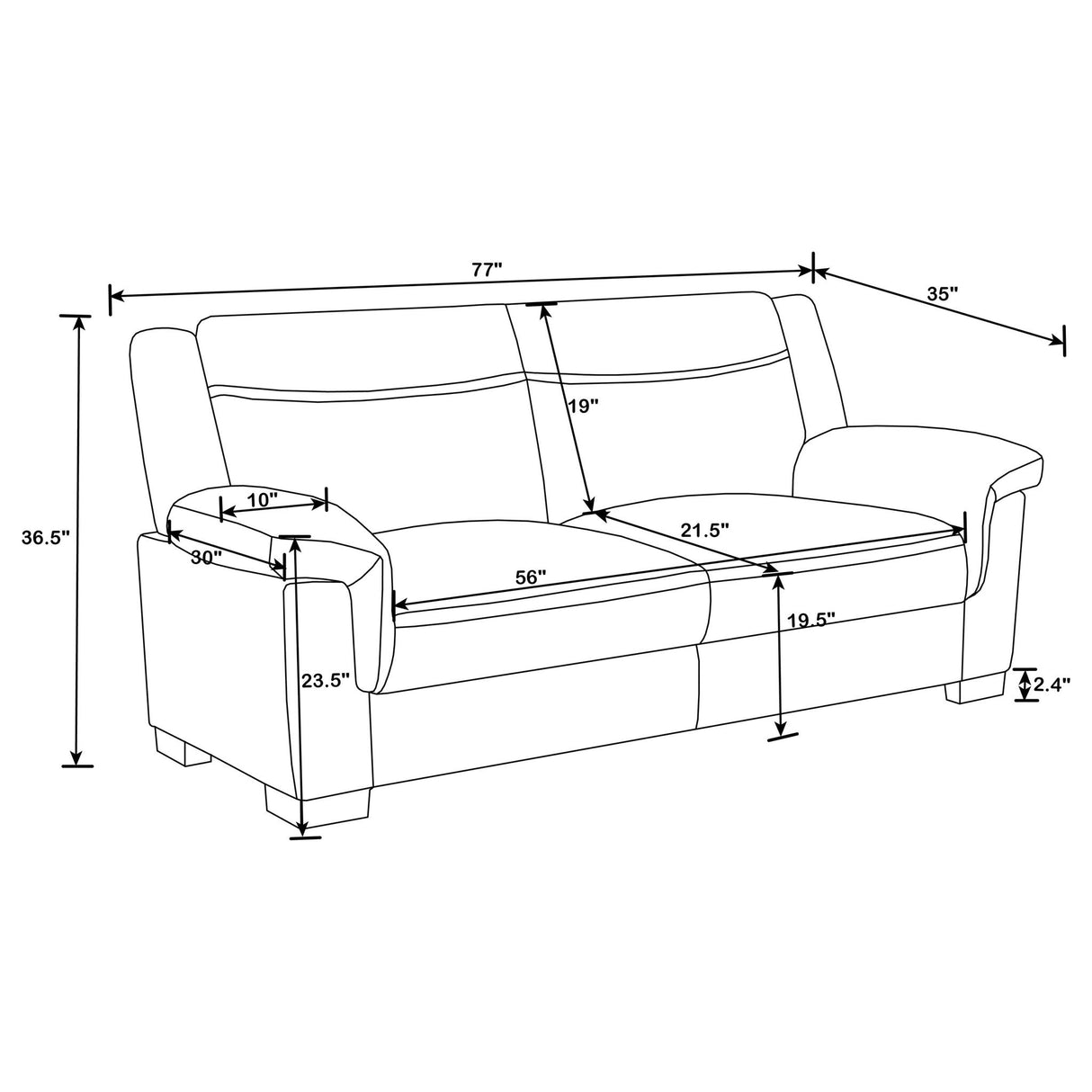 Borden - 2 Piece Living Room Set With Smooth Upholstery - Gray