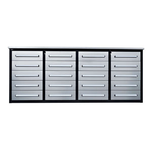 Garage Storage Cabinets With Workbench (With 20 Drawers) - Silver