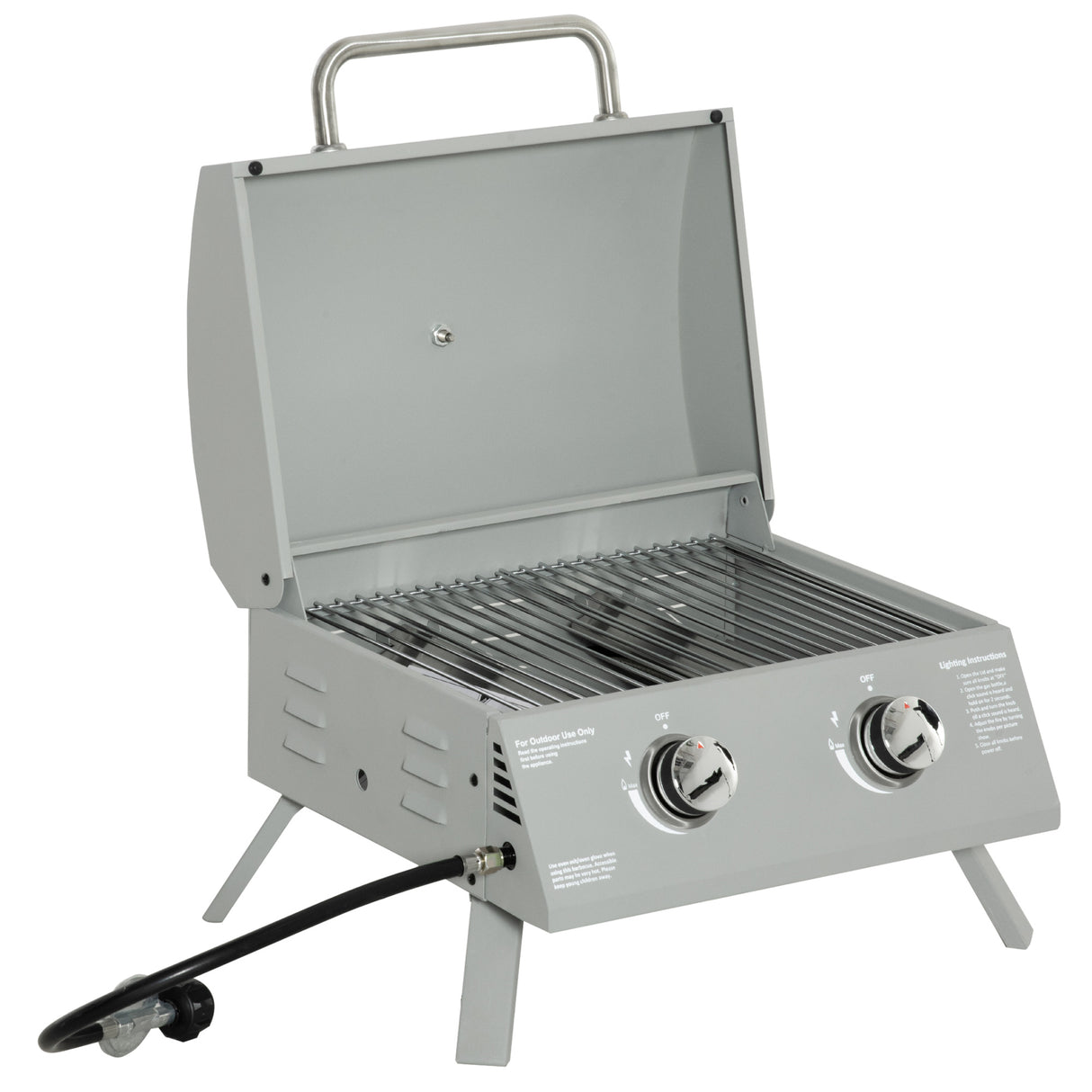 Outsunny 2 Burner Propane Gas Grill Outdoor Portable Tabletop BBQ