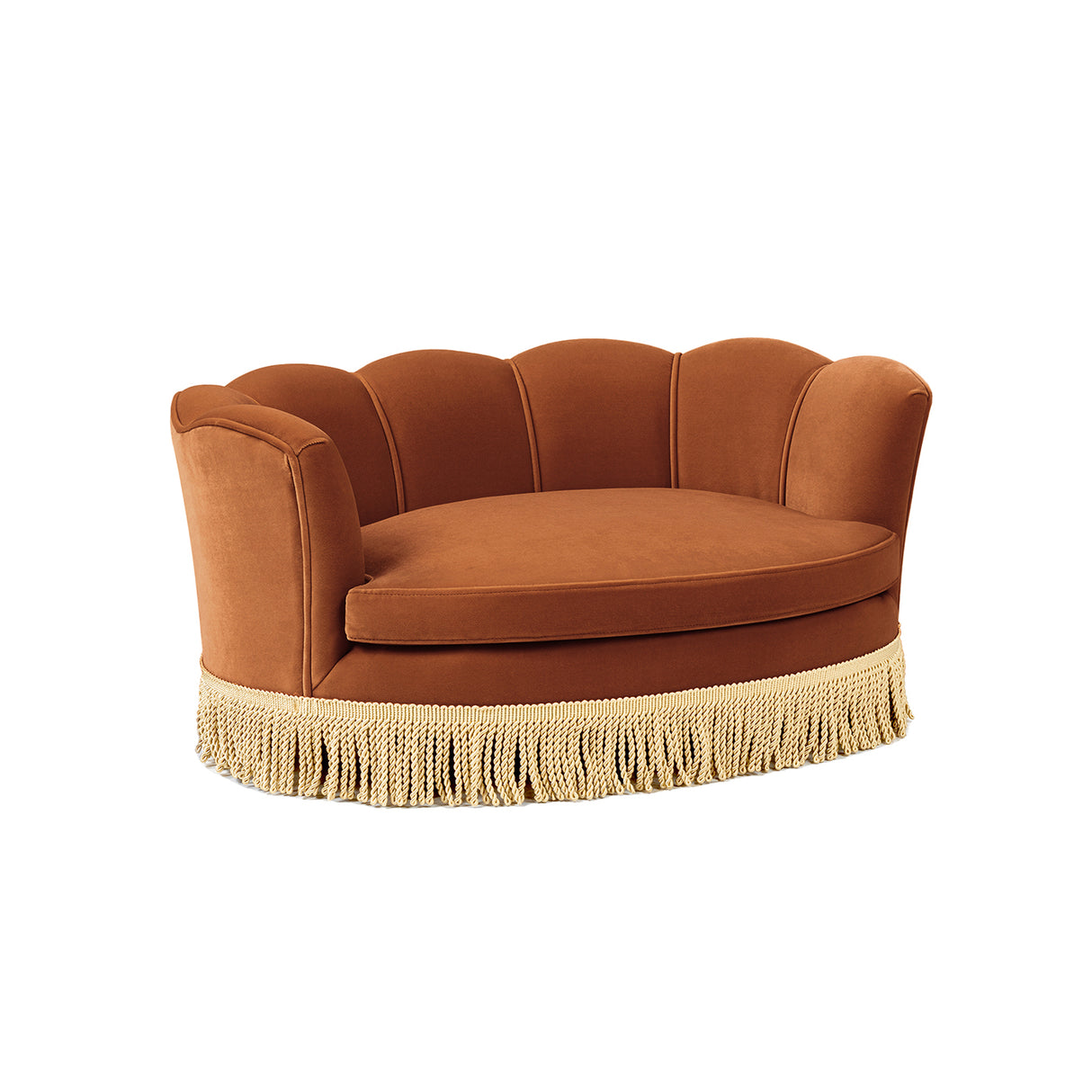 Clara 34.5" Scalloped Pet Sofa Bed, Medium, Burnt