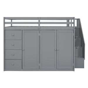 Loft Bed With Built In Wardrobes, Cabinets And Drawers