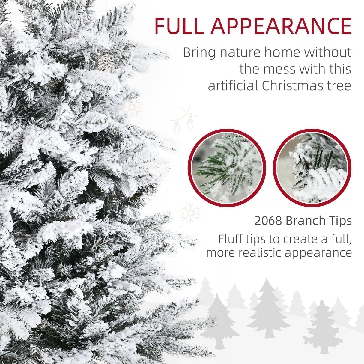 HOMCOM 9 Foot Pine Snow Flocked Artificial Christmas Tree