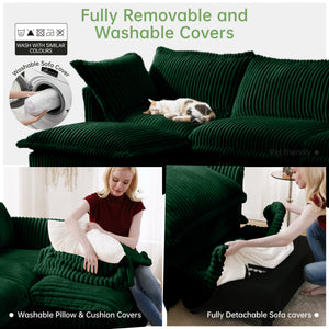 Slipcovered 2 Seater Sofa with 2 Ottomans