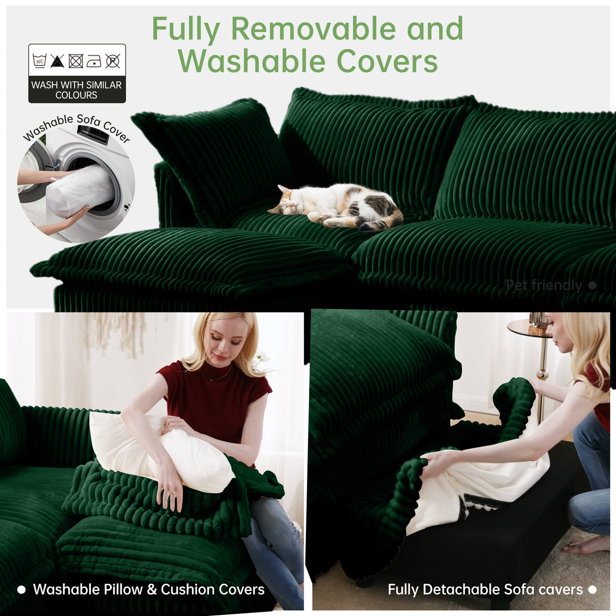 Slipcovered U Shape Sectional Sofa