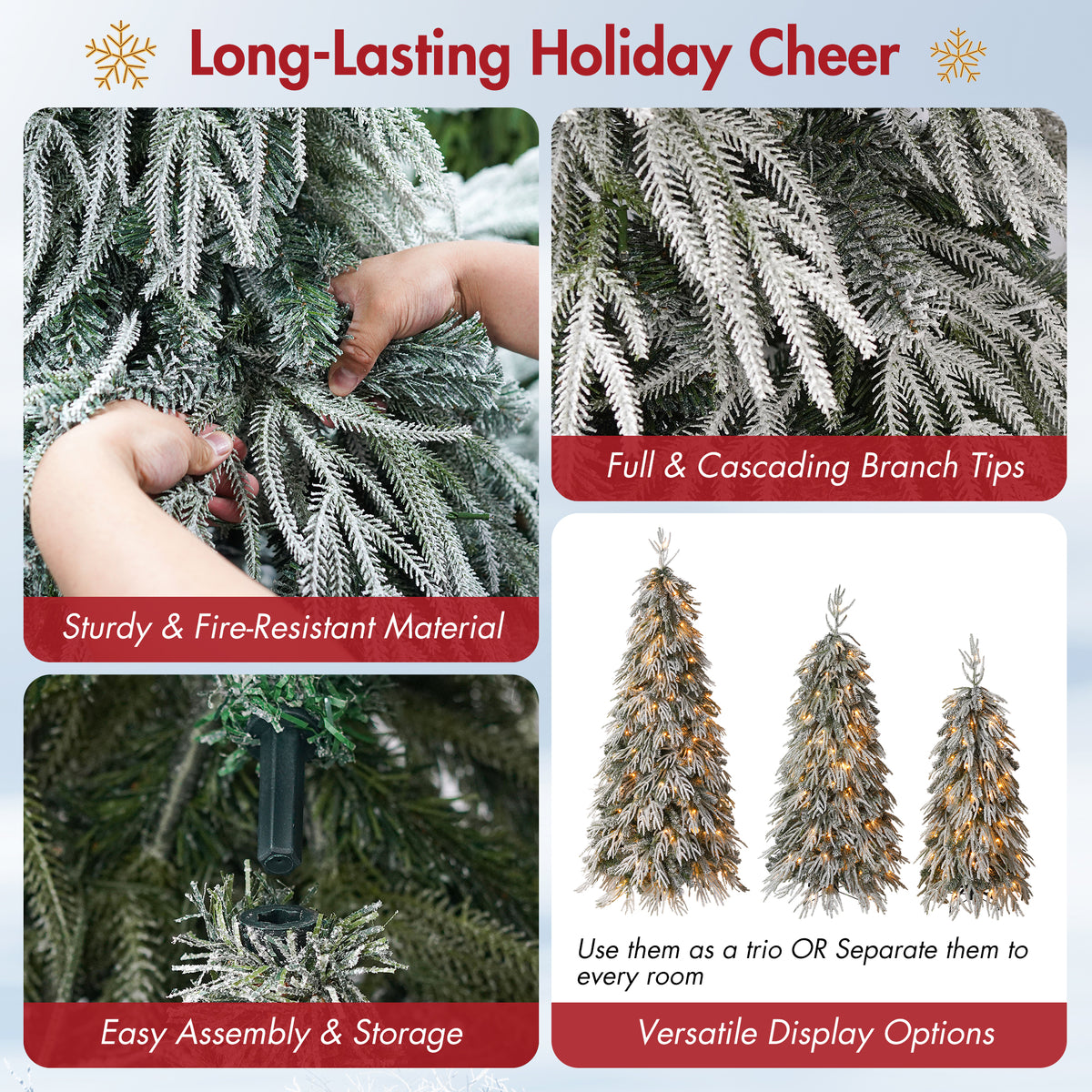 Snowy Cascading Christmas Trees 3-Piece Set