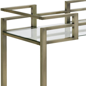 Neilo Clear Glass Faux Marble Top Serving Cart