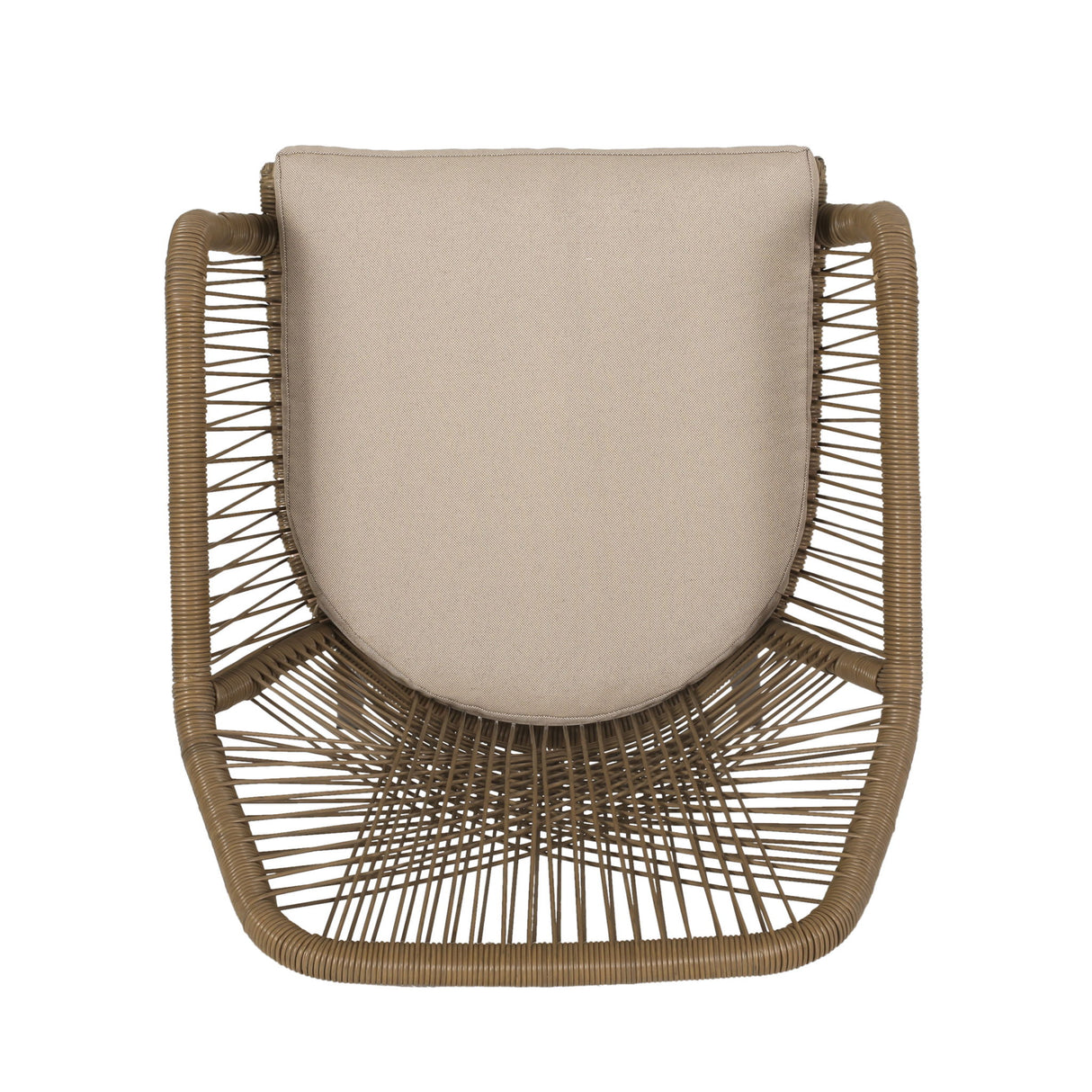 Modern Wicker Dining Club Chair With Water Resistant Cushions - Brown / Beige