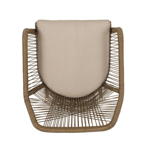 Modern Wicker Dining Club Chair With Water Resistant Cushions - Brown / Beige