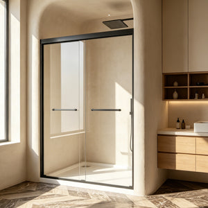 Tempered Glass Aluminum Frame Double Sliding Shower Door