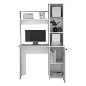 Carson Computer Desk with Hutch, Single Door Cabinet, and Shelves