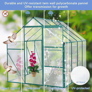 Polycarbonate house Raised Base And Anchor Aluminum Heavy Duty Walk-In houses For Outdoor Backyard In All Season