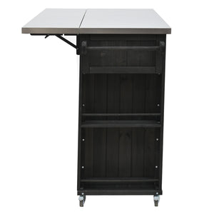 Outdoor Kitchen Island With Stainless Steel Top, Ample Storage Space, Towel And Spice Racks And A Bottle Opener