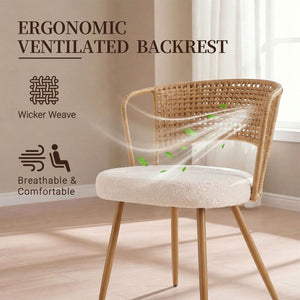 Dining Chairs With Wing Back Design For Kitchen (Set of 2) - Beige / Brown