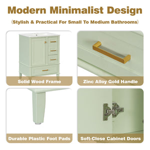 Bathroom Vanity, Modern Bathroom Cabinet With Sink Combo Set, Bathroom Storage Cabinet With A Soft Closing Door And 3 Drawers, Solid Wood Frame