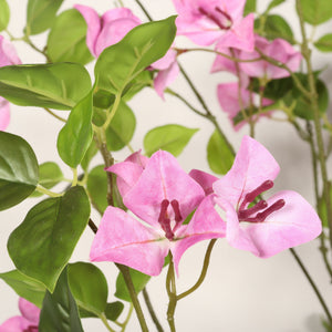 Artificial Bougainvillea Tree With Pot, Realistic Faux Flowering Plant Leaves And Blooms, Decor For Home Office - Green Leaves / Pink