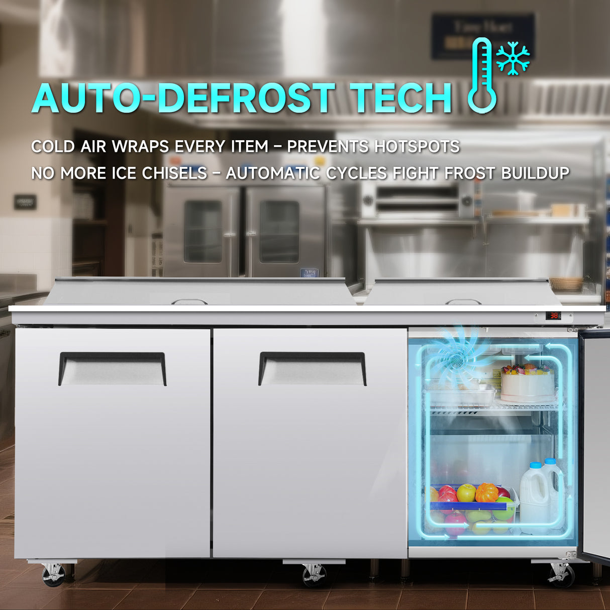 Orikool 72M IN Commercial Refrigerators Sandwich & Salad Prep Table