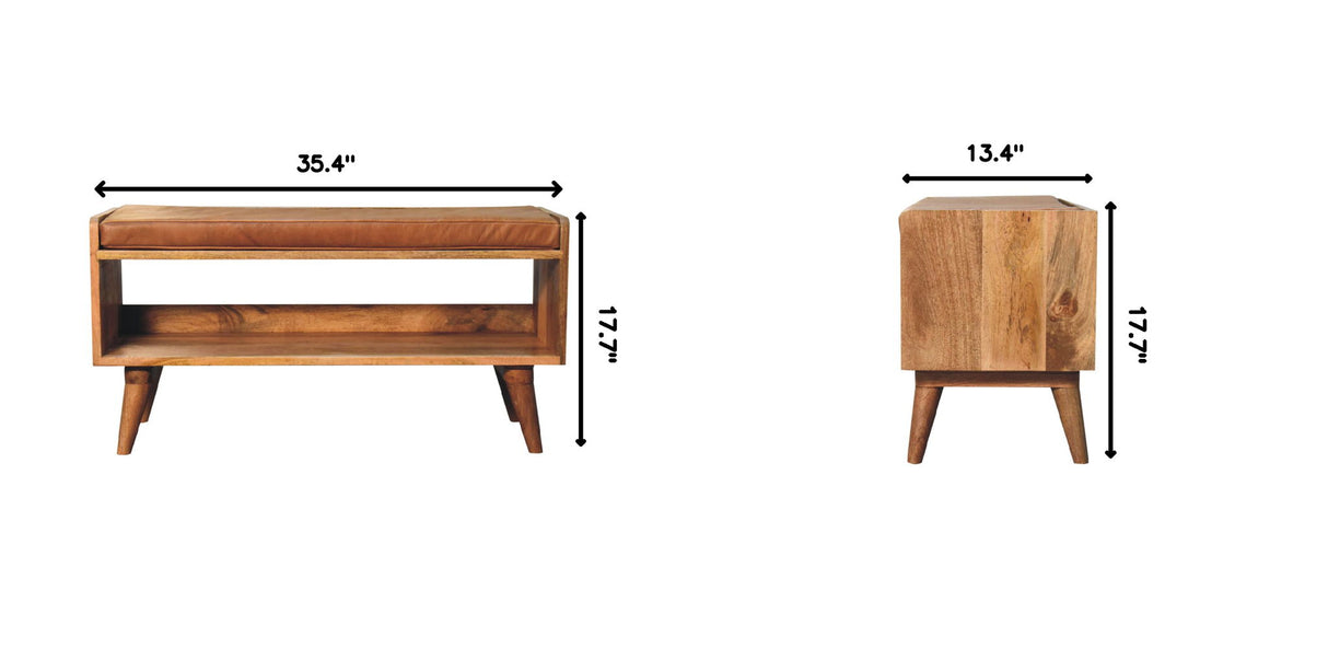 Solid Wood Bench With Upholstered Sea