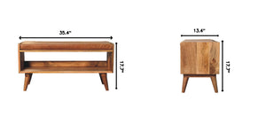Solid Wood Bench With Upholstered Sea