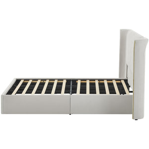 King Size Luxury Wing‑Back Upholstered Bed Frame