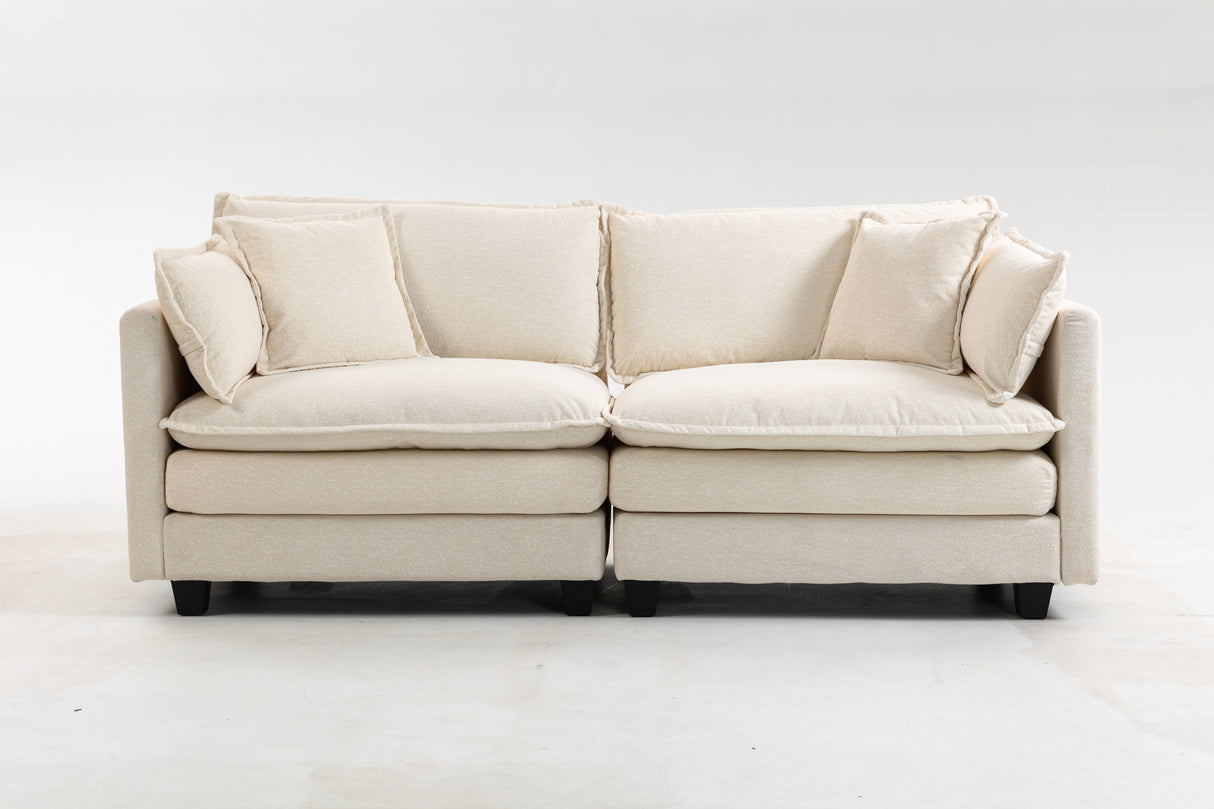 Modern 2-Seats Sectional Sofa with Waist Pillows