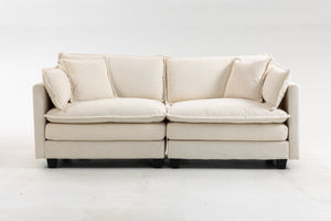 Modern 2-Seats Sectional Sofa with Waist Pillows