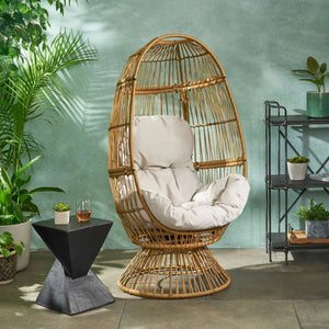 Patio Swivel Basket Egg Chair With Cushion - Best Buy Furniture