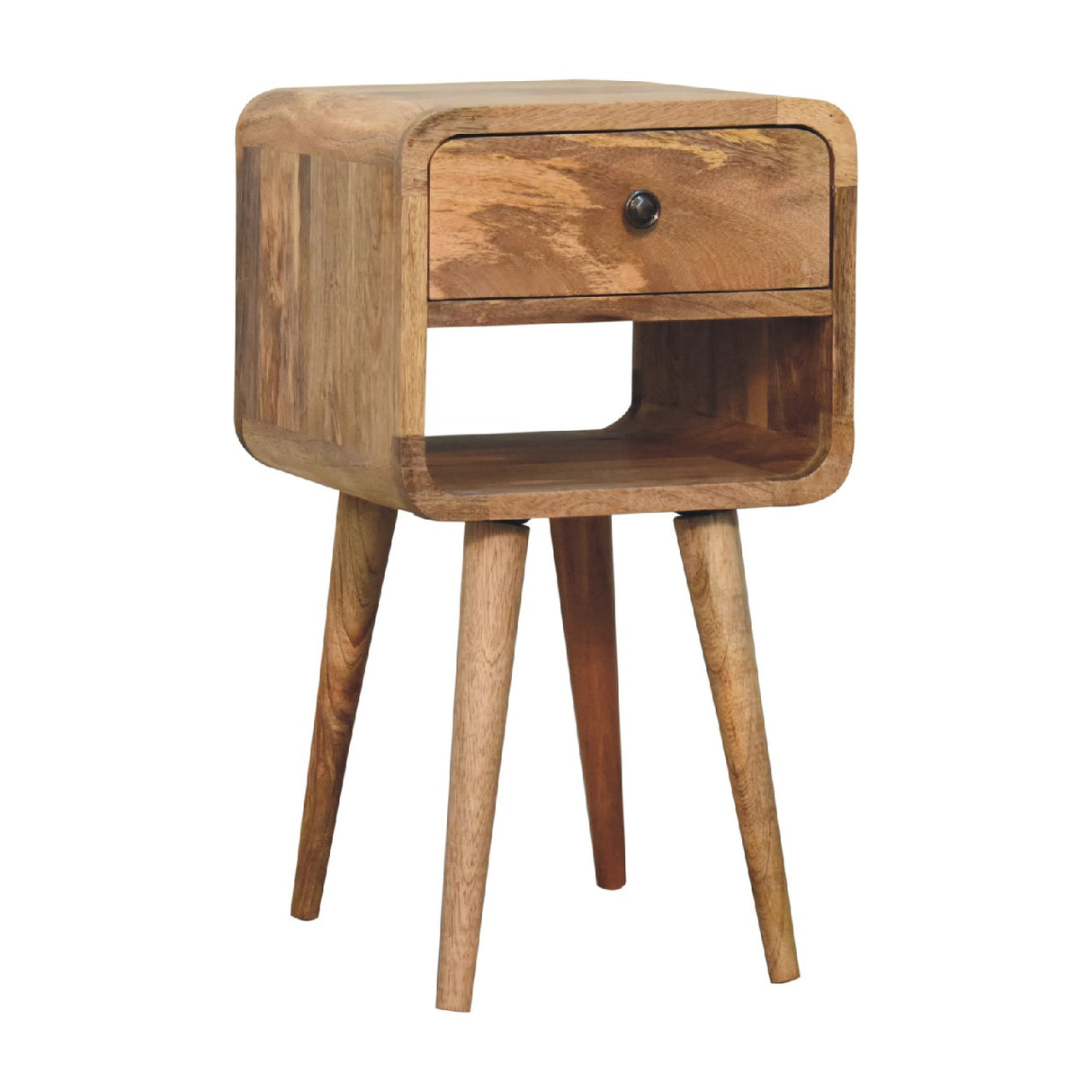 Solid Wood Mini Oak-ish Curve Lower Nightstand