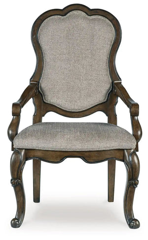 Maylee - Dining Upholstered Arm Chair (Set of 2) - Dark Brown - Best Buy Furniture