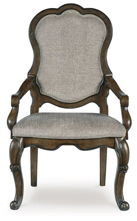 Maylee - Dining Upholstered Arm Chair (Set of 2) - Dark Brown - Best Buy Furniture