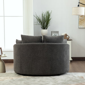 56.3'' Wide Upholstered Round Accent Cuddle Chaise with Pillows
