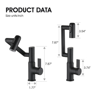 Bathroom Sink Faucet With Spray Function And Temperature Display, Anti Skid Switch, 360 Degree Rotary