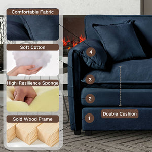 Modern Oversized Deep Seat Sectional Sofa With Pillows