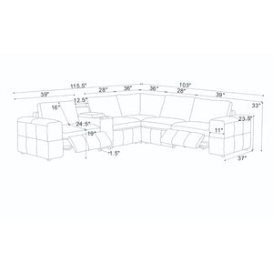 Upholstered Large Arms Sectional With Recliner Seats