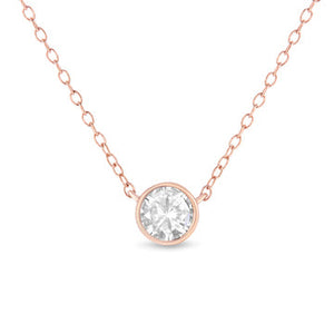 .925 Sterling Silver 1/2 Cttw Diamond Bezel 18" Pendant Necklace (I-J Color, I2-I3 Clarity)