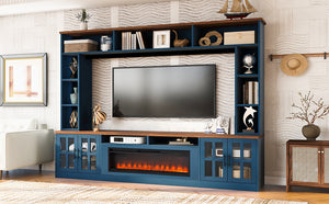 U-Can 95.5" Wall Unit Entertainment Center with Bookshelves