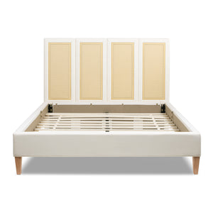 Toscana Queen Upholstered Cane Back Platform Bed