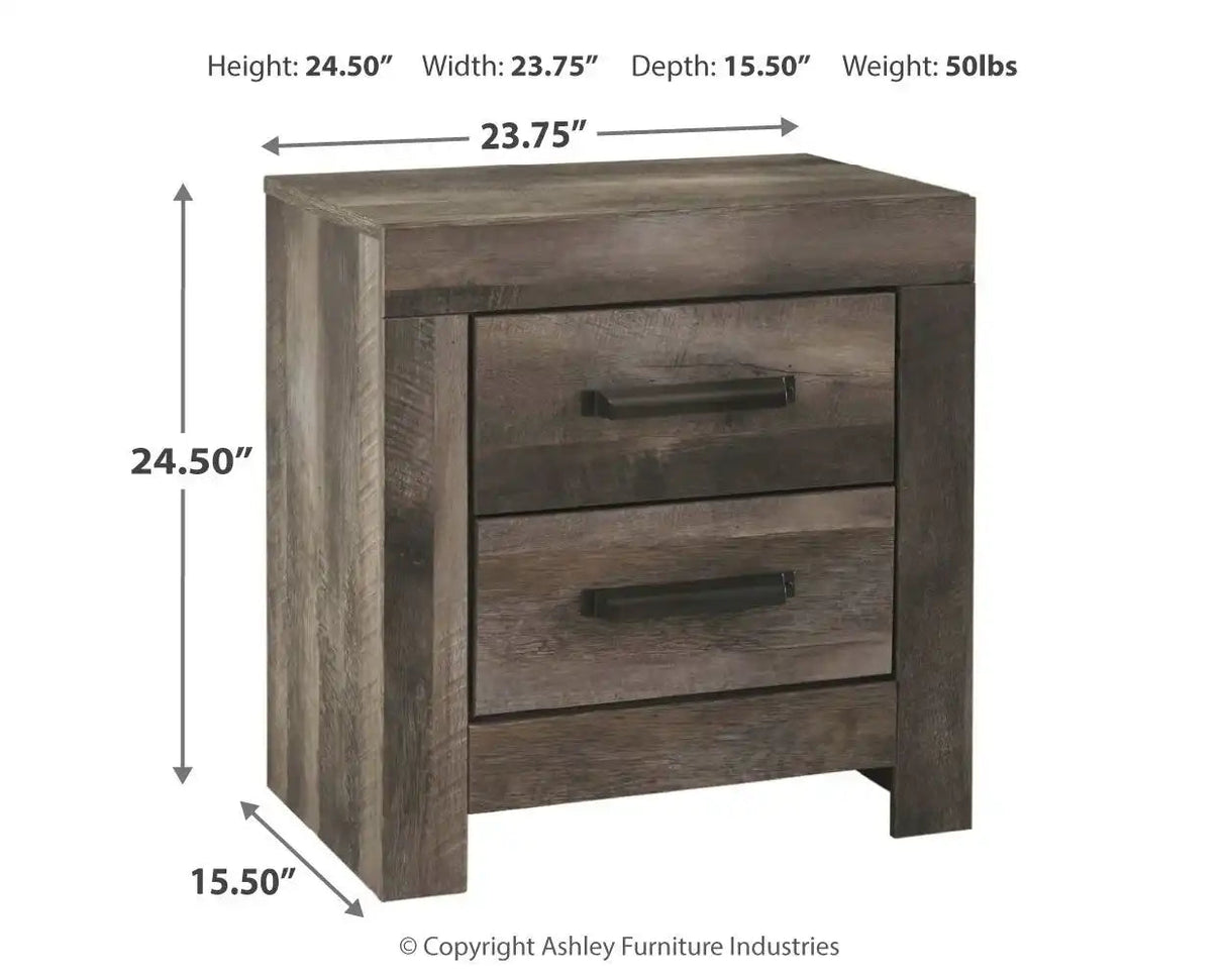 Wynnlow - Two Drawer Night Stand - Gray - Best Buy Furniture