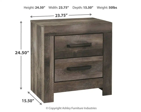 Wynnlow - Two Drawer Night Stand - Gray - Best Buy Furniture