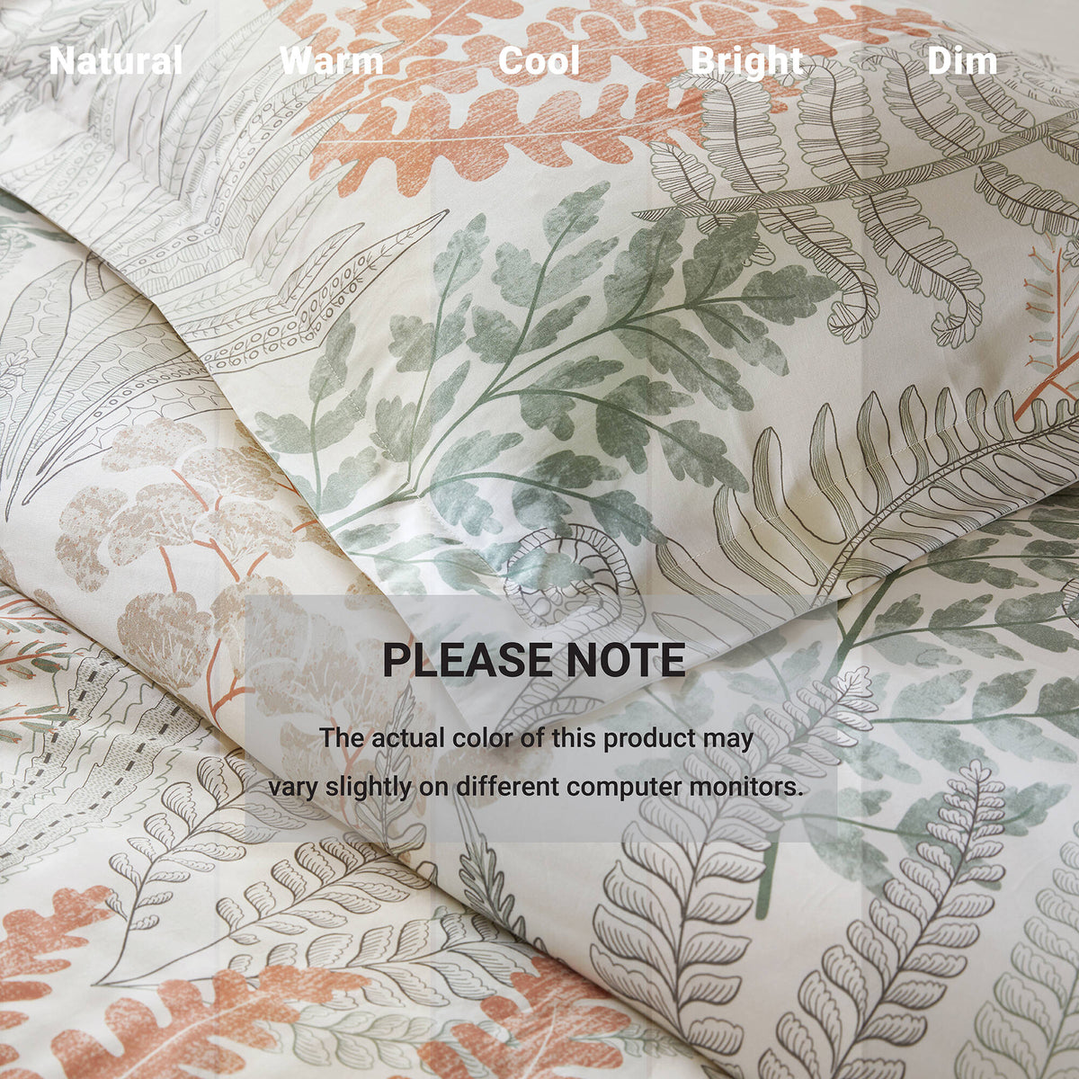 3-Piece Full/Queen Cotton Sateen Duvet Cover Set - Terracotta/Linen