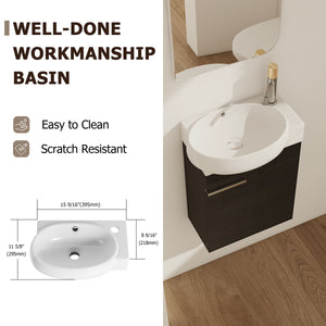 Soft Close Doors Bathroom Vanity With Sink and Storage Rack, 16 Inch