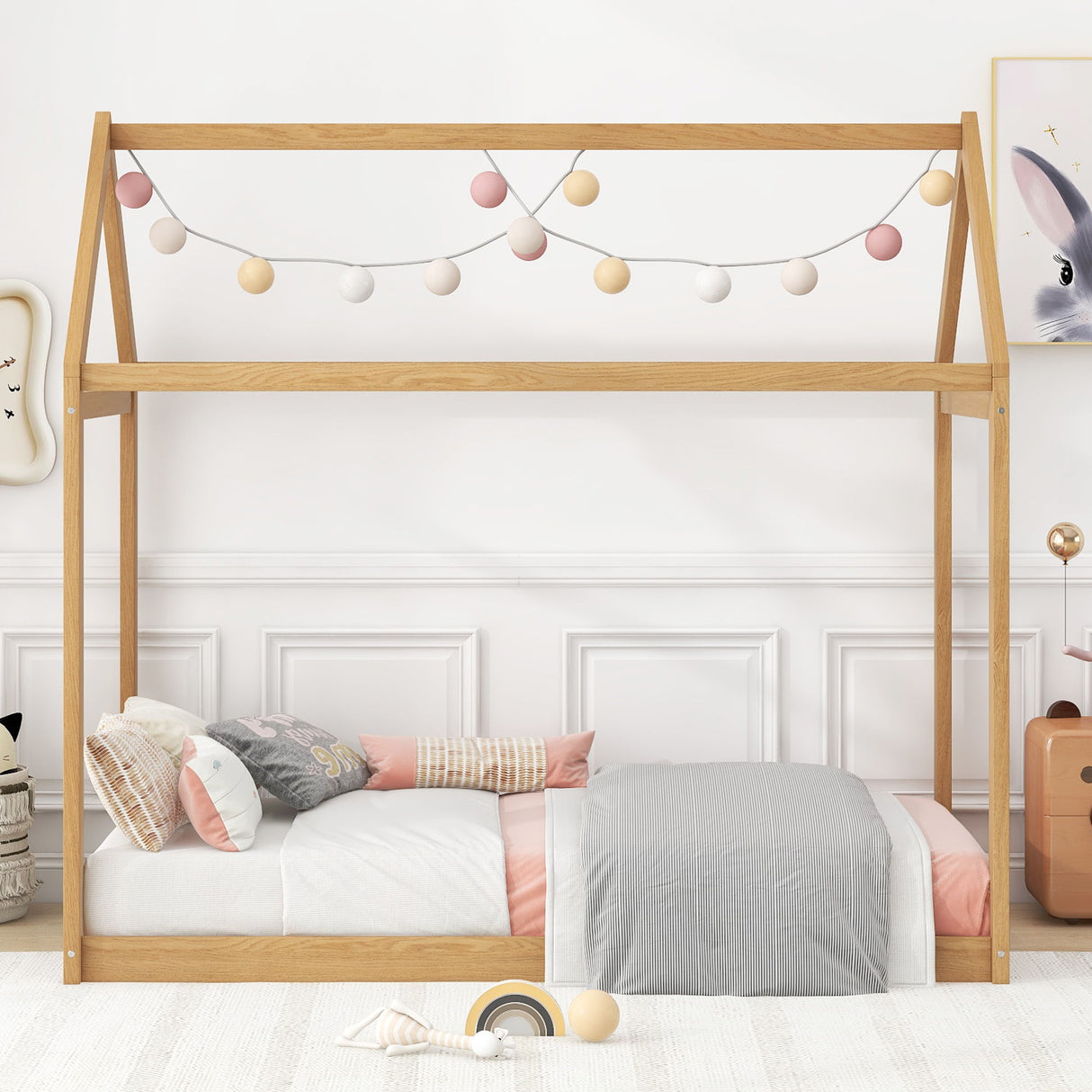 Wooden House Shaped Bed