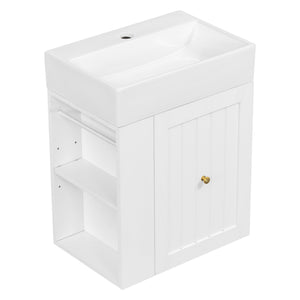 20-Inch Bathroom Vanity with Ceramic Sink and Storage Cabinet