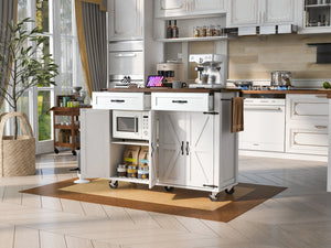 K&K 53.5'' Farmhouse Kitchen Island with Power Outlet